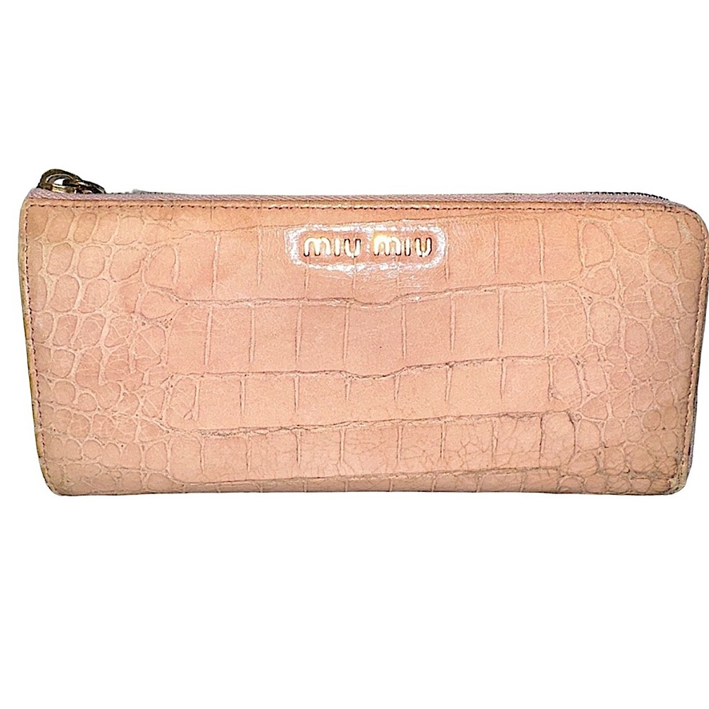 Miu Miu Embossed 2 Tone L Shape Zipper Wallet - image 1